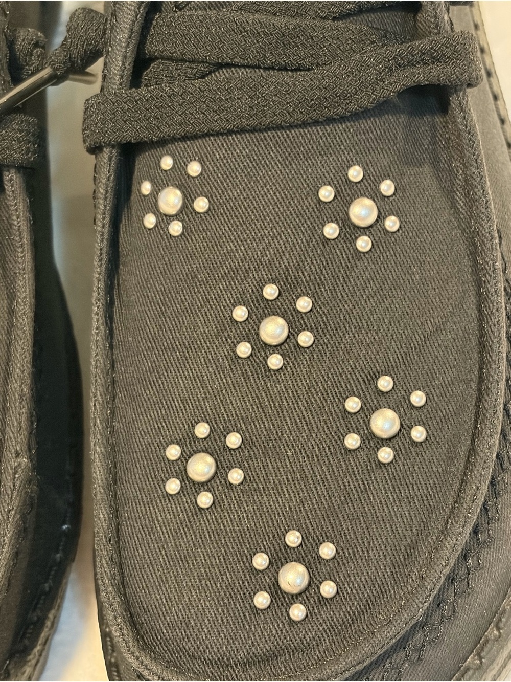 Hey Dude Women’s Black Casual Slip-On Shoes with Pearl Like Detail - Picture 2 of 7